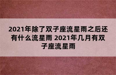 2021年除了双子座流星雨之后还有什么流星雨 2021年几月有双子座流星雨